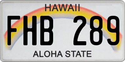 HI license plate FHB289