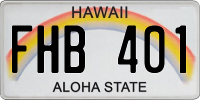 HI license plate FHB401