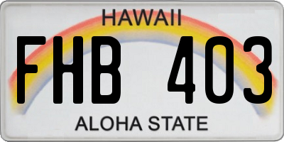 HI license plate FHB403