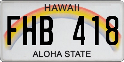 HI license plate FHB418