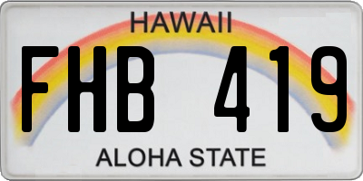 HI license plate FHB419