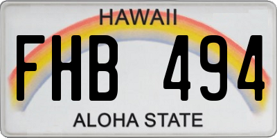 HI license plate FHB494
