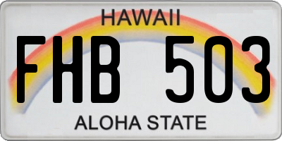 HI license plate FHB503