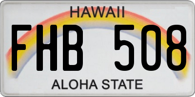 HI license plate FHB508