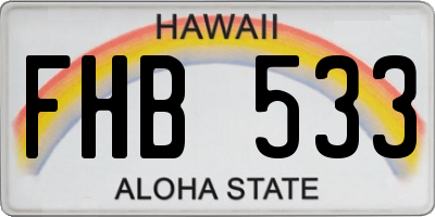 HI license plate FHB533