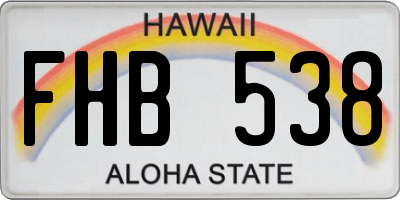 HI license plate FHB538
