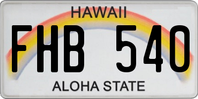 HI license plate FHB540