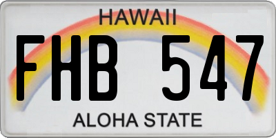 HI license plate FHB547