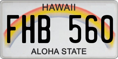 HI license plate FHB560