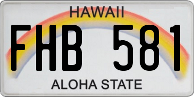 HI license plate FHB581