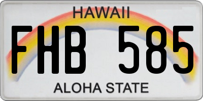 HI license plate FHB585