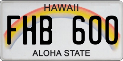 HI license plate FHB600