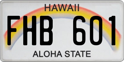 HI license plate FHB601