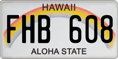HI license plate FHB608