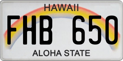 HI license plate FHB650