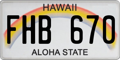 HI license plate FHB670