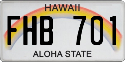 HI license plate FHB701