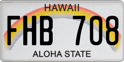 HI license plate FHB708