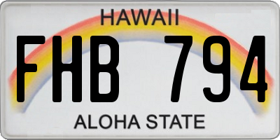 HI license plate FHB794