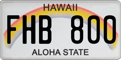 HI license plate FHB800