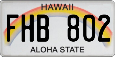 HI license plate FHB802