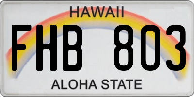 HI license plate FHB803