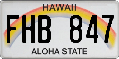 HI license plate FHB847