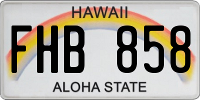 HI license plate FHB858