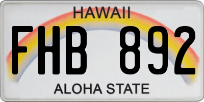 HI license plate FHB892