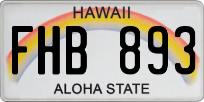 HI license plate FHB893