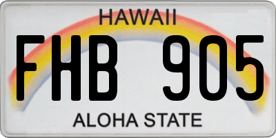 HI license plate FHB905