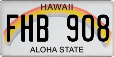 HI license plate FHB908