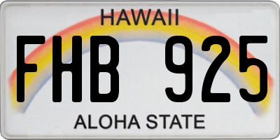 HI license plate FHB925