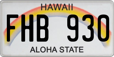 HI license plate FHB930