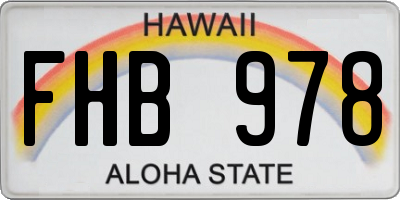 HI license plate FHB978