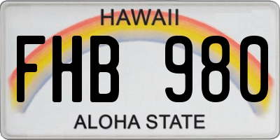 HI license plate FHB980