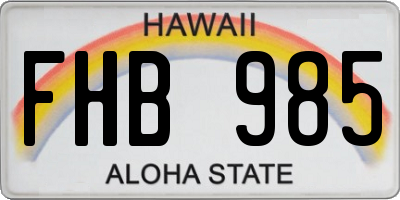 HI license plate FHB985