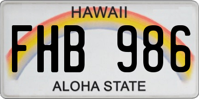 HI license plate FHB986