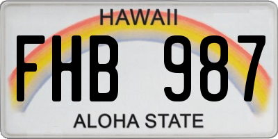 HI license plate FHB987