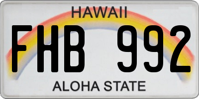 HI license plate FHB992