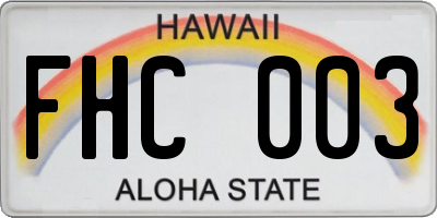 HI license plate FHC003
