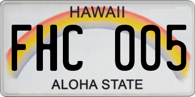 HI license plate FHC005