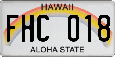 HI license plate FHC018