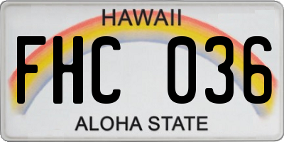 HI license plate FHC036