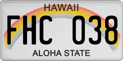 HI license plate FHC038