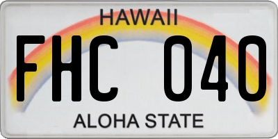 HI license plate FHC040