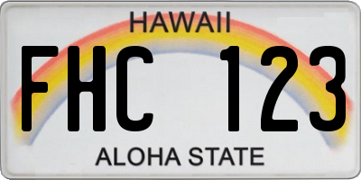 HI license plate FHC123