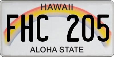 HI license plate FHC205