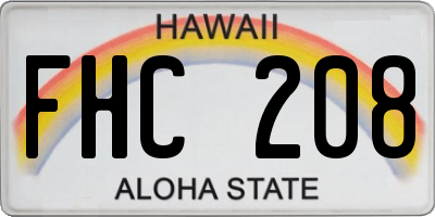 HI license plate FHC208