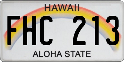 HI license plate FHC213